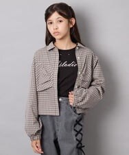 KJBJD03034 a.v.v KIDS(アー・ヴェ・ヴェ) [140-160]クロップドリボンシャツ ライトグレー