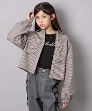 KJBJD03034 a.v.v KIDS(アー・ヴェ・ヴェ) [140-160]クロップドリボンシャツ ライトグレー