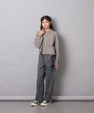 KJBJD03034 a.v.v KIDS(アー・ヴェ・ヴェ) [140-160]クロップドリボンシャツ ライトグレー