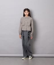 KJBJD03034 a.v.v KIDS(アー・ヴェ・ヴェ) [140-160]クロップドリボンシャツ ライトグレー