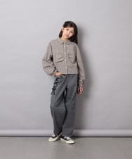 KJBJD03034 a.v.v KIDS(アー・ヴェ・ヴェ) [140-160]クロップドリボンシャツ ライトグレー