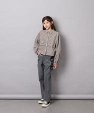 KJBJD03034 a.v.v KIDS(アー・ヴェ・ヴェ) [140-160]クロップドリボンシャツ ライトグレー