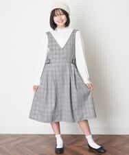 KJBJN01034 a.v.v KIDS(アー・ヴェ・ヴェ) [140-150]スタンドフリルキャンディースリーブブラウス ホワイト