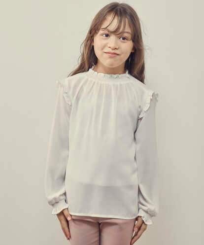 KJBJP30029 a.v.v KIDS [100-130]フリルネックブラウス