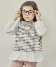 KJBJP33034 a.v.v KIDS(アー・ヴェ・ヴェ) [100-130]ツイードドッキングブラウス ブラック