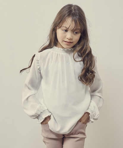KJBJQ30034 a.v.v KIDS [140-150]フリルネックブラウス