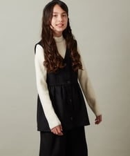 KJBKT41039 a.v.v KIDS(アー・ヴェ・ヴェ) [140-150]【セットアップ対応】ペプラムギャザージレ ブラック