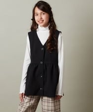 KJBKT41039 a.v.v KIDS(アー・ヴェ・ヴェ) [140-150]【セットアップ対応】ペプラムギャザージレ ブラック