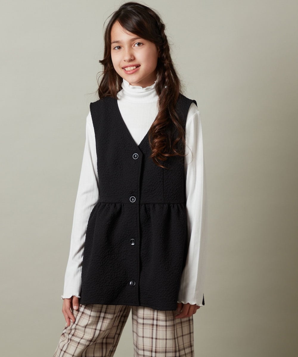 KJBKT41039 a.v.v KIDS(アー・ヴェ・ヴェ) [140-150]【セットアップ対応】ペプラムギャザージレ ブラック