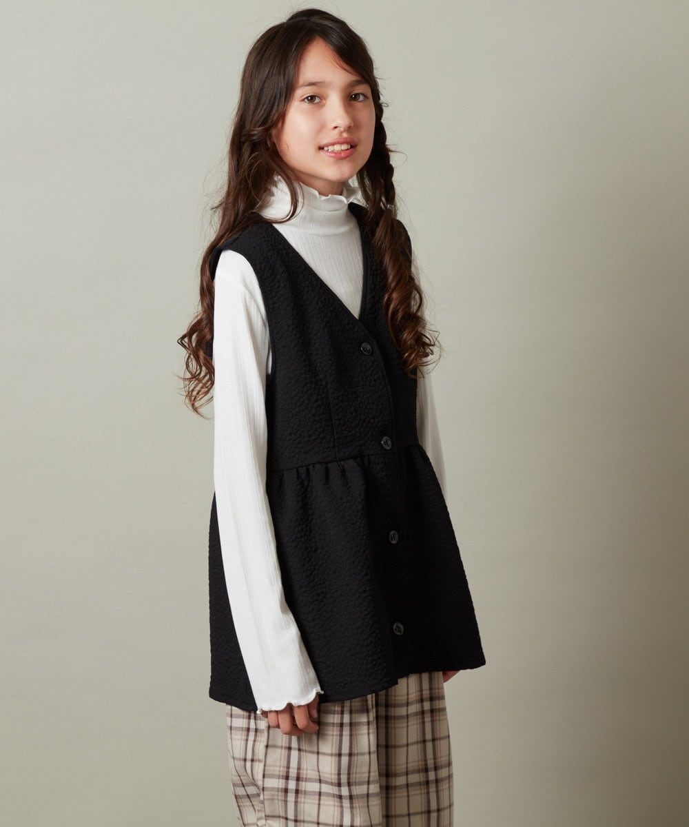 KJBKT41039 a.v.v KIDS(アー・ヴェ・ヴェ) [140-150]【セットアップ対応】ペプラムギャザージレ ブラック