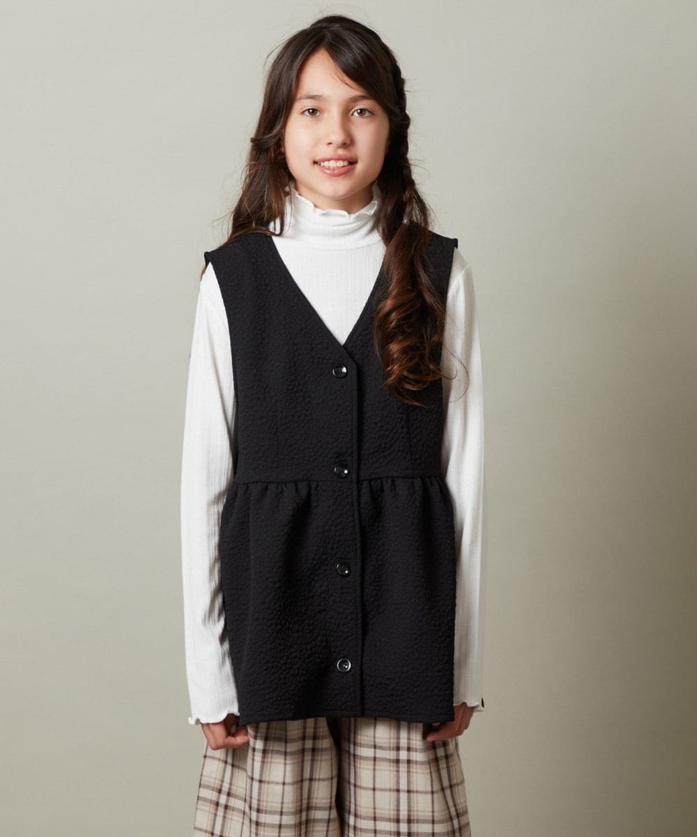 KJBKT41039 a.v.v KIDS(アー・ヴェ・ヴェ) [140-150]【セットアップ対応】ペプラムギャザージレ ブラック