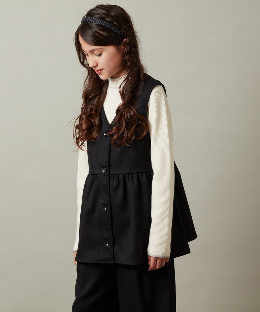 KJBKT41039 a.v.v KIDS(アー・ヴェ・ヴェ) [140-150]【セットアップ対応】ペプラムギャザージレ ブラック
