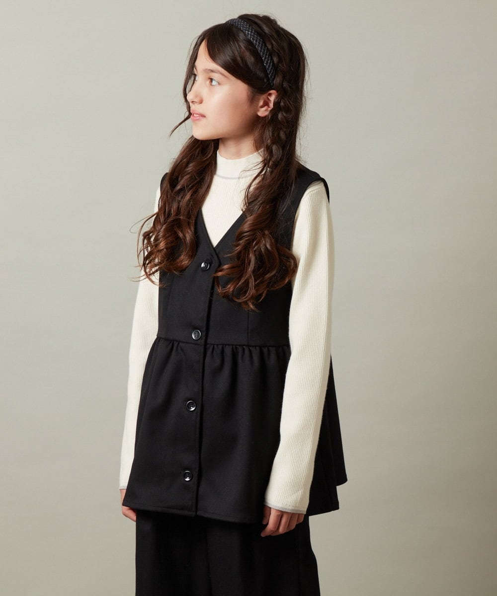 KJBKT41039 a.v.v KIDS(アー・ヴェ・ヴェ) [140-150]【セットアップ対応】ペプラムギャザージレ ブラック