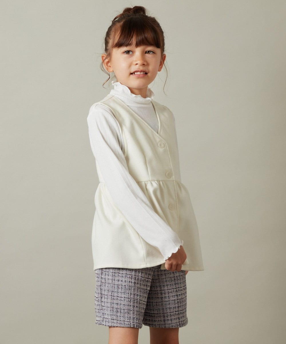 KJBKT41039 a.v.v KIDS(アー・ヴェ・ヴェ) [140-150]【セットアップ対応】ペプラムギャザージレ ブラック