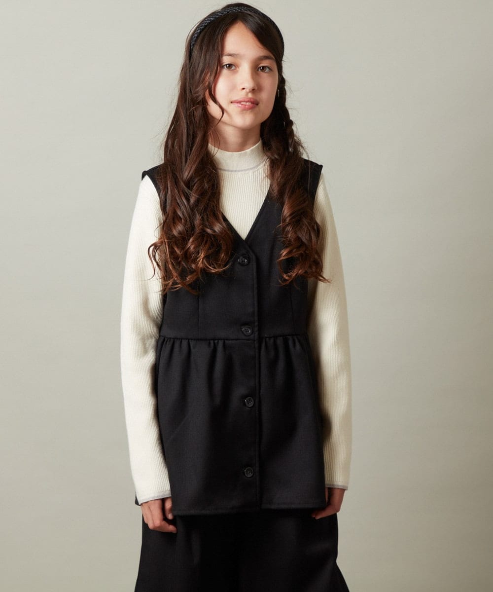 KJBKT41039 a.v.v KIDS(アー・ヴェ・ヴェ) [140-150]【セットアップ対応】ペプラムギャザージレ ブラック