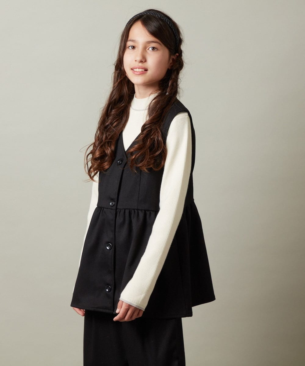 KJBKT41039 a.v.v KIDS(アー・ヴェ・ヴェ) [140-150]【セットアップ対応】ペプラムギャザージレ ブラック