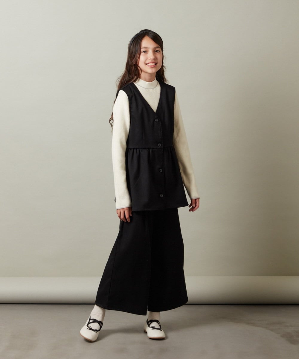 KJBKT41039 a.v.v KIDS(アー・ヴェ・ヴェ) [140-150]【セットアップ対応】ペプラムギャザージレ ブラック