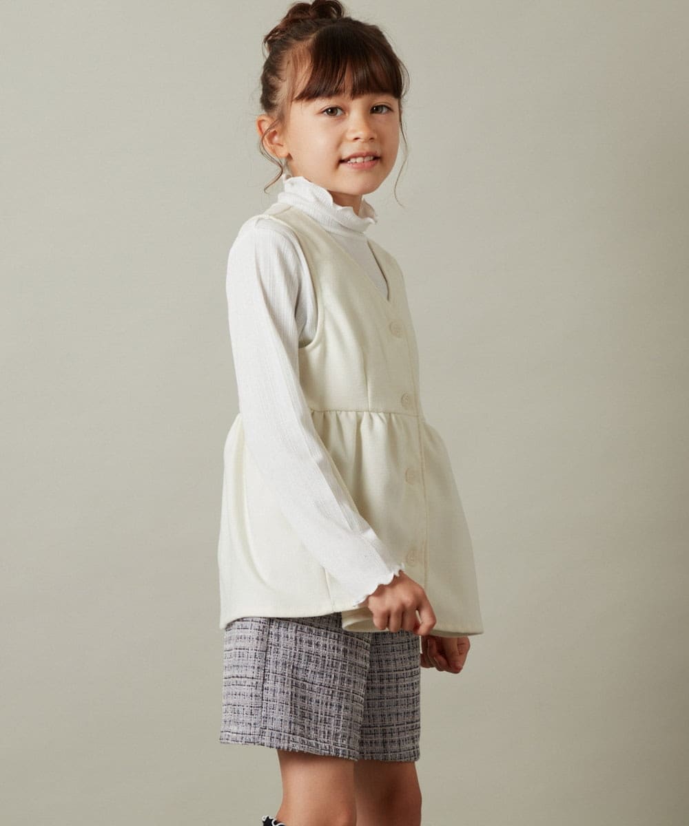 KJBKT41039 a.v.v KIDS(アー・ヴェ・ヴェ) [140-150]【セットアップ対応】ペプラムギャザージレ ブラック