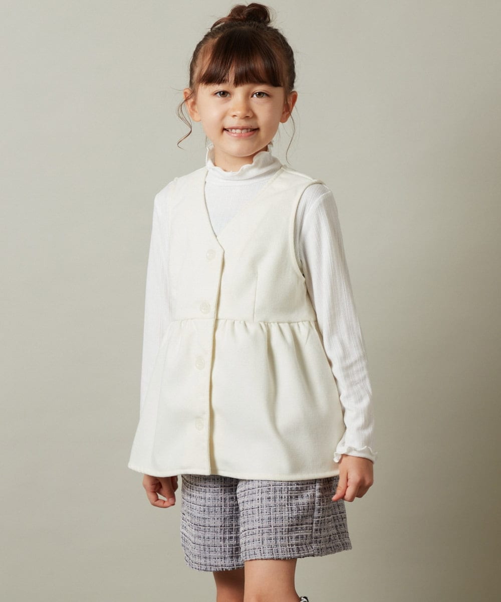 KJBKT41039 a.v.v KIDS(アー・ヴェ・ヴェ) [140-150]【セットアップ対応】ペプラムギャザージレ ブラック