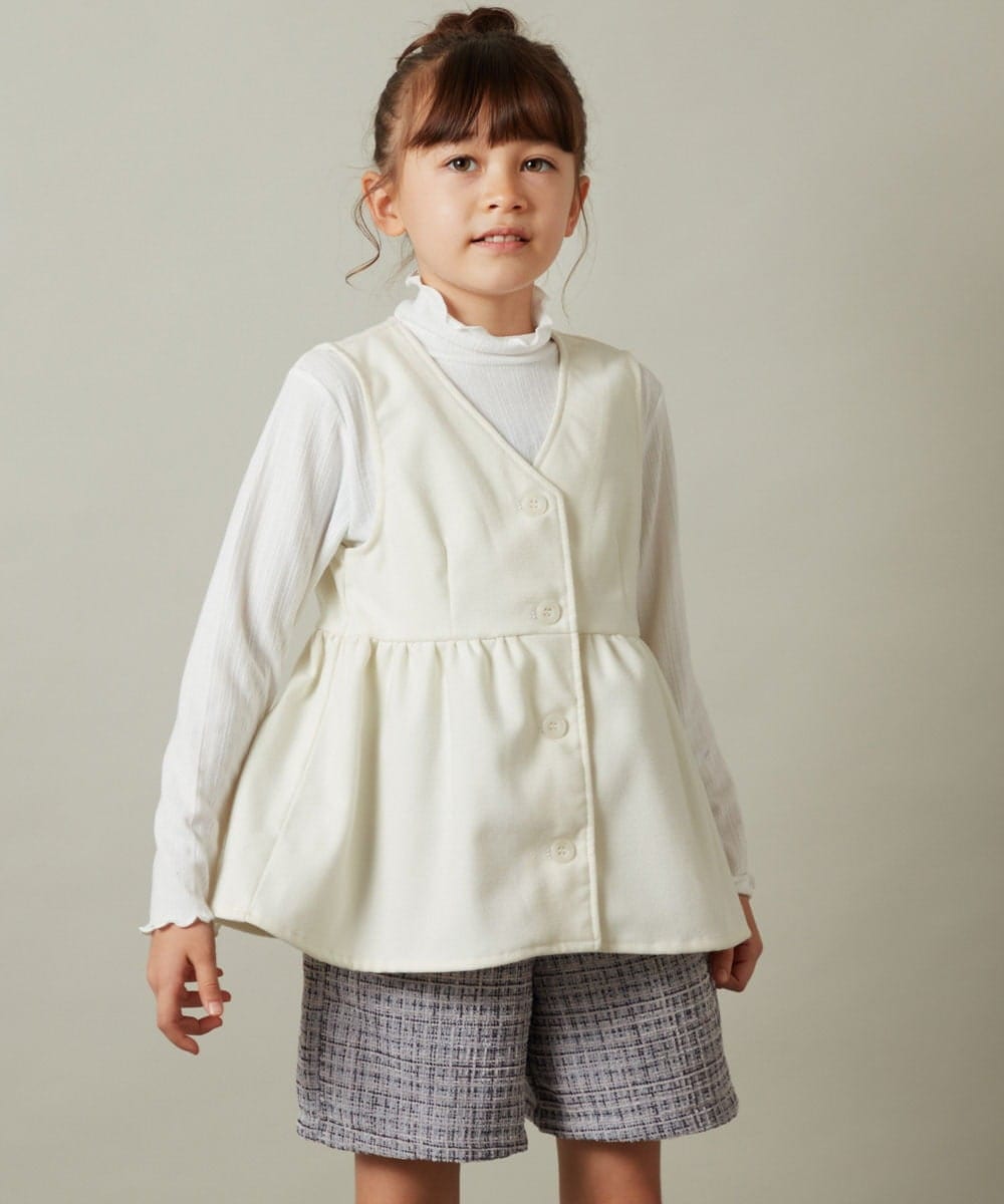 KJBKT41039 a.v.v KIDS(アー・ヴェ・ヴェ) [140-150]【セットアップ対応】ペプラムギャザージレ ブラック