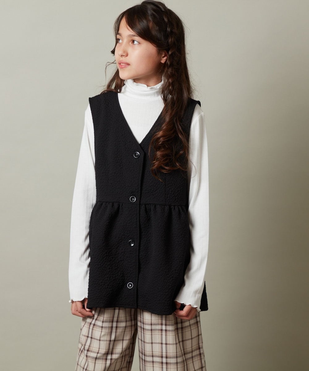 KJBKT41039 a.v.v KIDS(アー・ヴェ・ヴェ) [140-150]【セットアップ対応】ペプラムギャザージレ ブラック