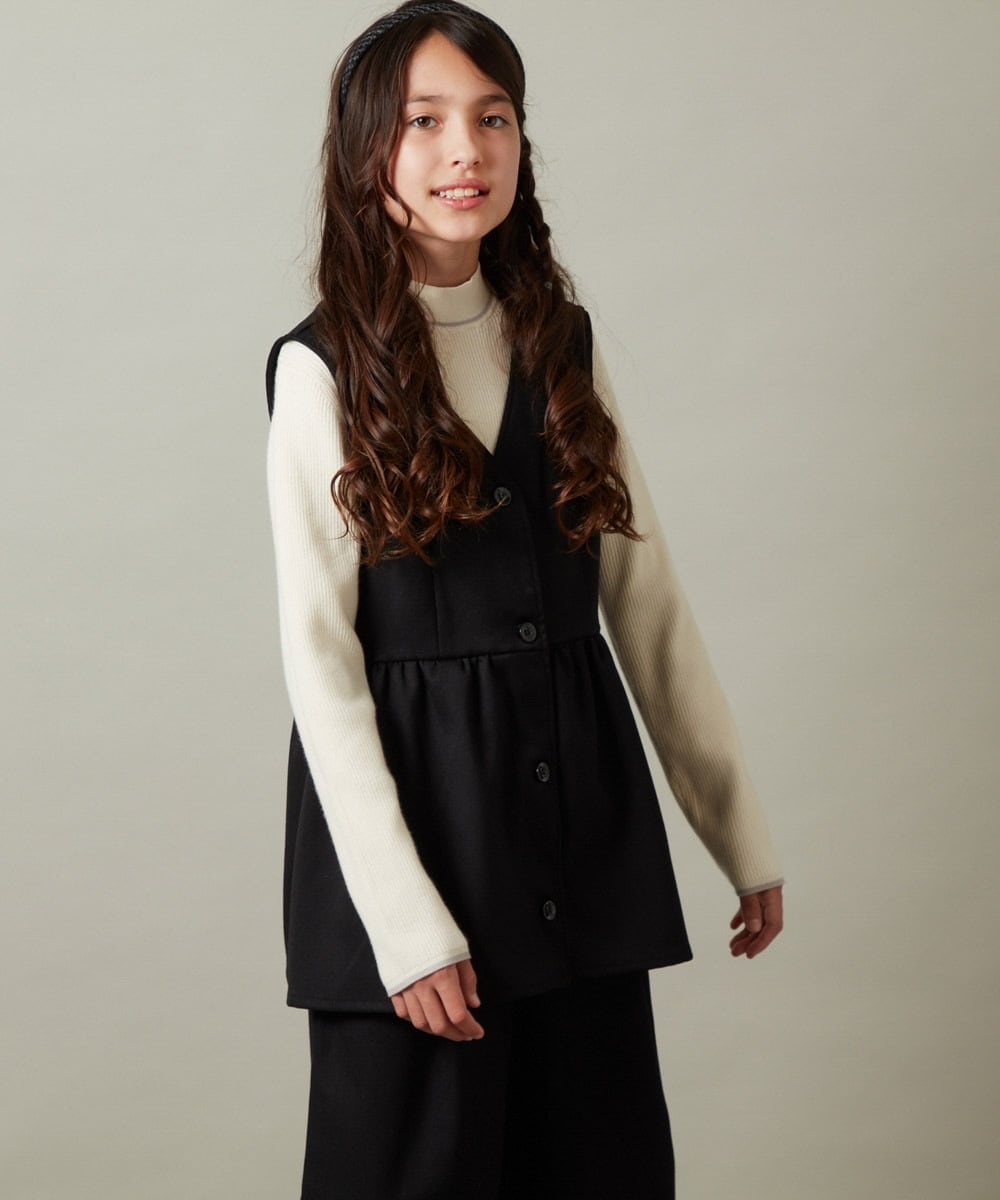 KJBKU41044 a.v.v KIDS(アー・ヴェ・ヴェ) [160]【セットアップ対応】ペプラムギャザージレ ブラックジャガード
