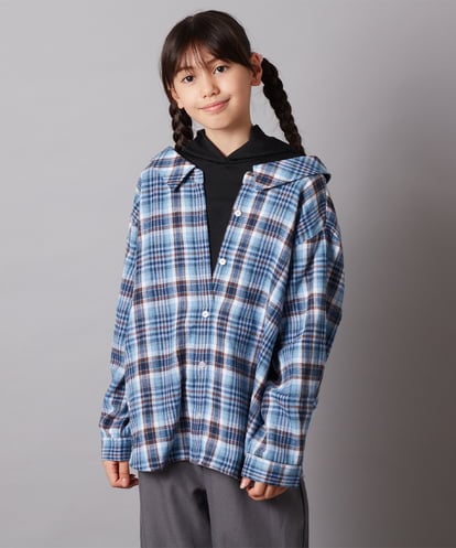 KJBKX40044 a.v.v KIDS [160]フーディーパーカーシャツレイヤードトップス