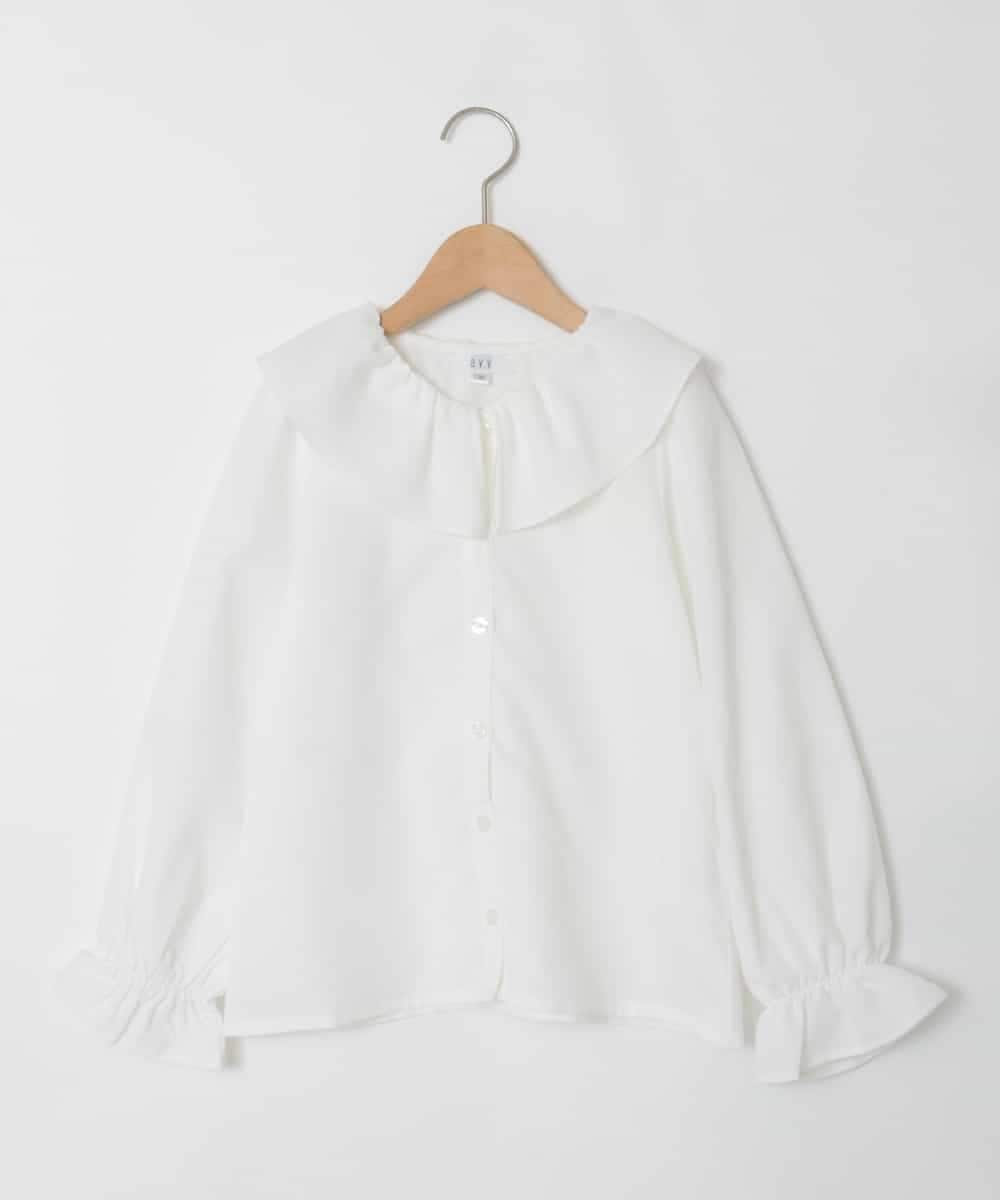 KJBLA40039 a.v.v KIDS(アー・ヴェ・ヴェ) [130-160]フリルカラーブラウス ホワイト