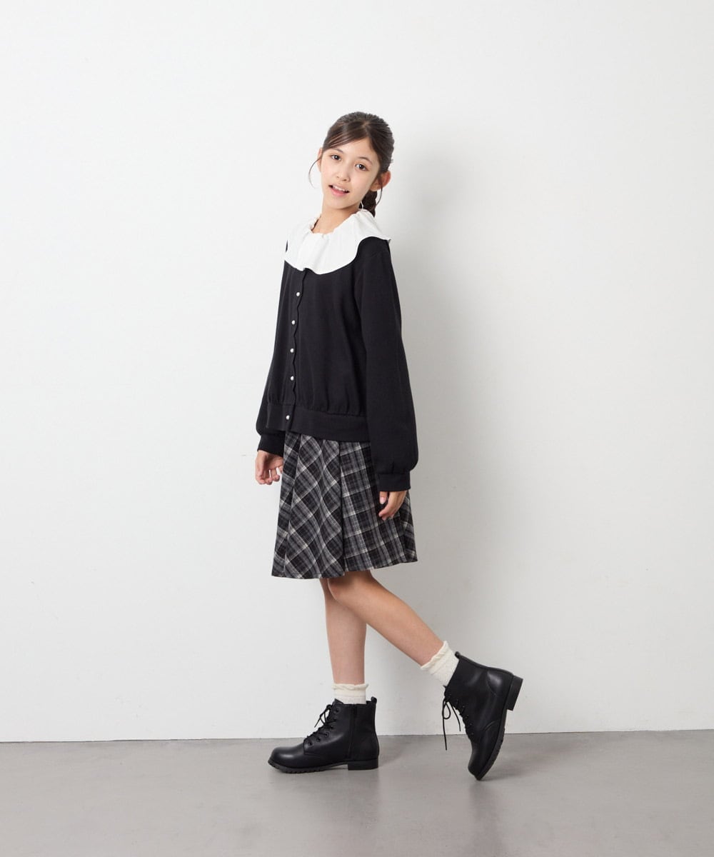 KJCAG07044 a.v.v KIDS(アー・ヴェ・ヴェ) [130-160]スカラップカットカーデ ブラック