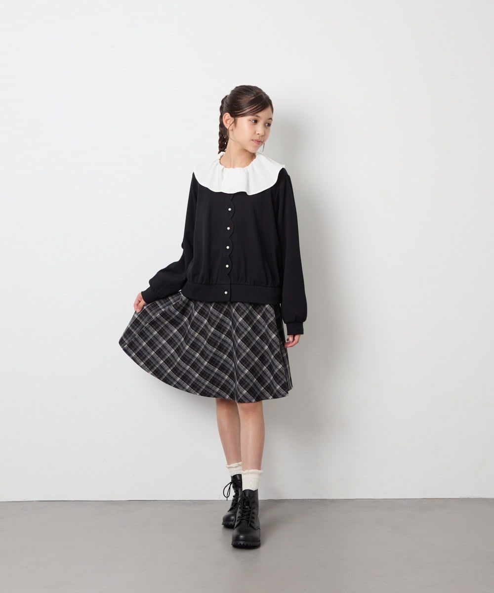 KJCAG07044 a.v.v KIDS(アー・ヴェ・ヴェ) [130-160]スカラップカットカーデ ブラック