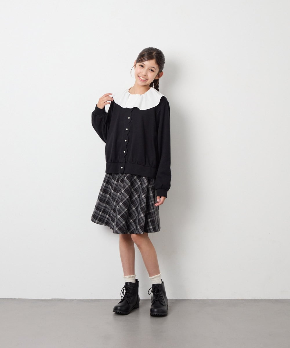 KJCAG07044 a.v.v KIDS(アー・ヴェ・ヴェ) [130-160]スカラップカットカーデ ブラック