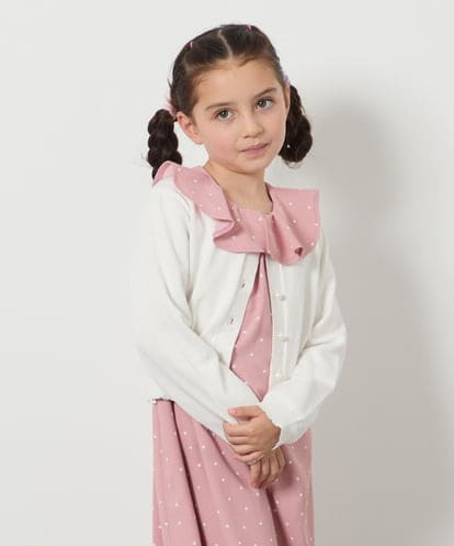 KJCEA30039 a.v.v KIDS [110-130]パール調ボタンカーデ