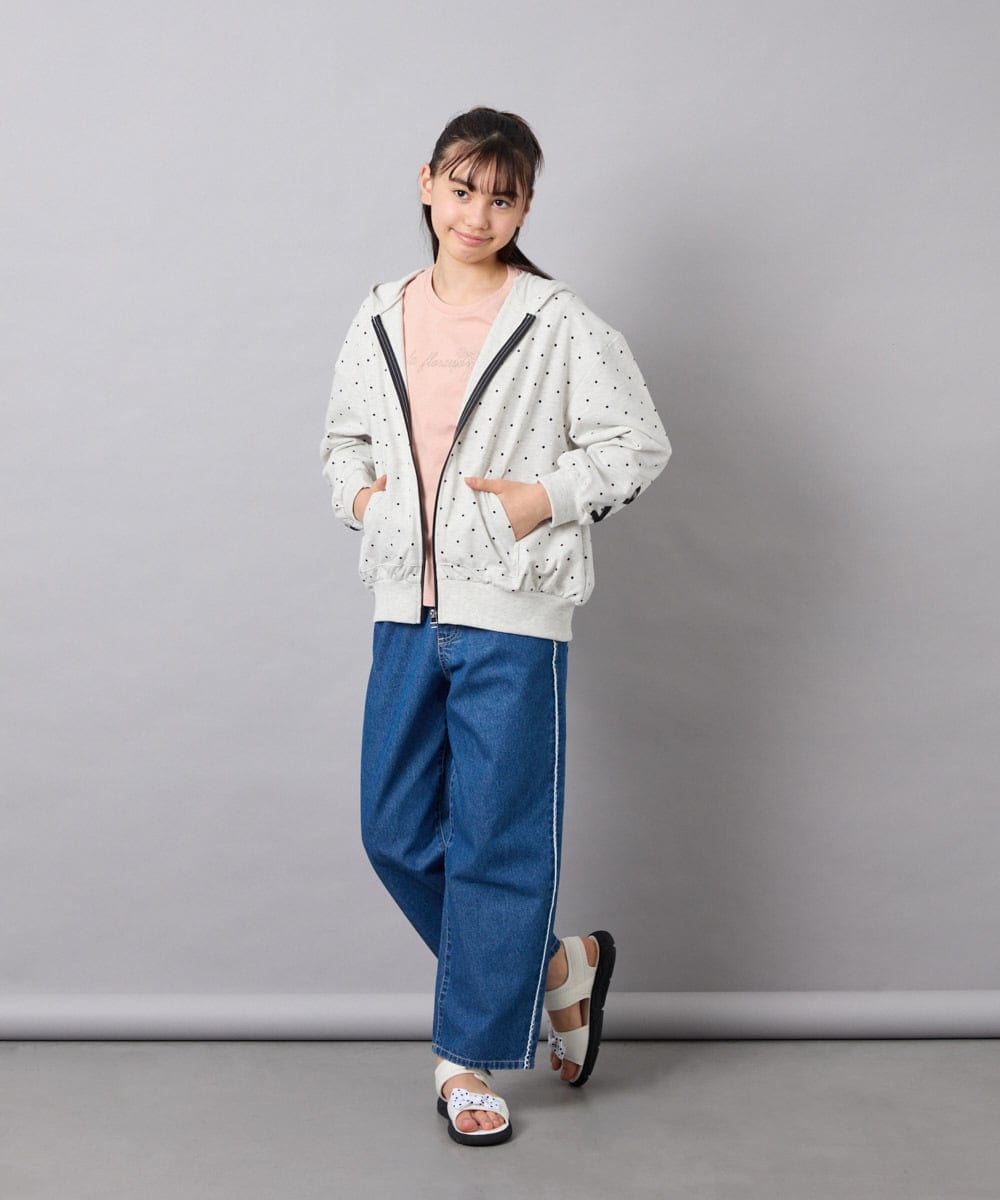 KJCED30044 a.v.v KIDS(アー・ヴェ・ヴェ) [120-160]レースアップパーカー ライトグレー