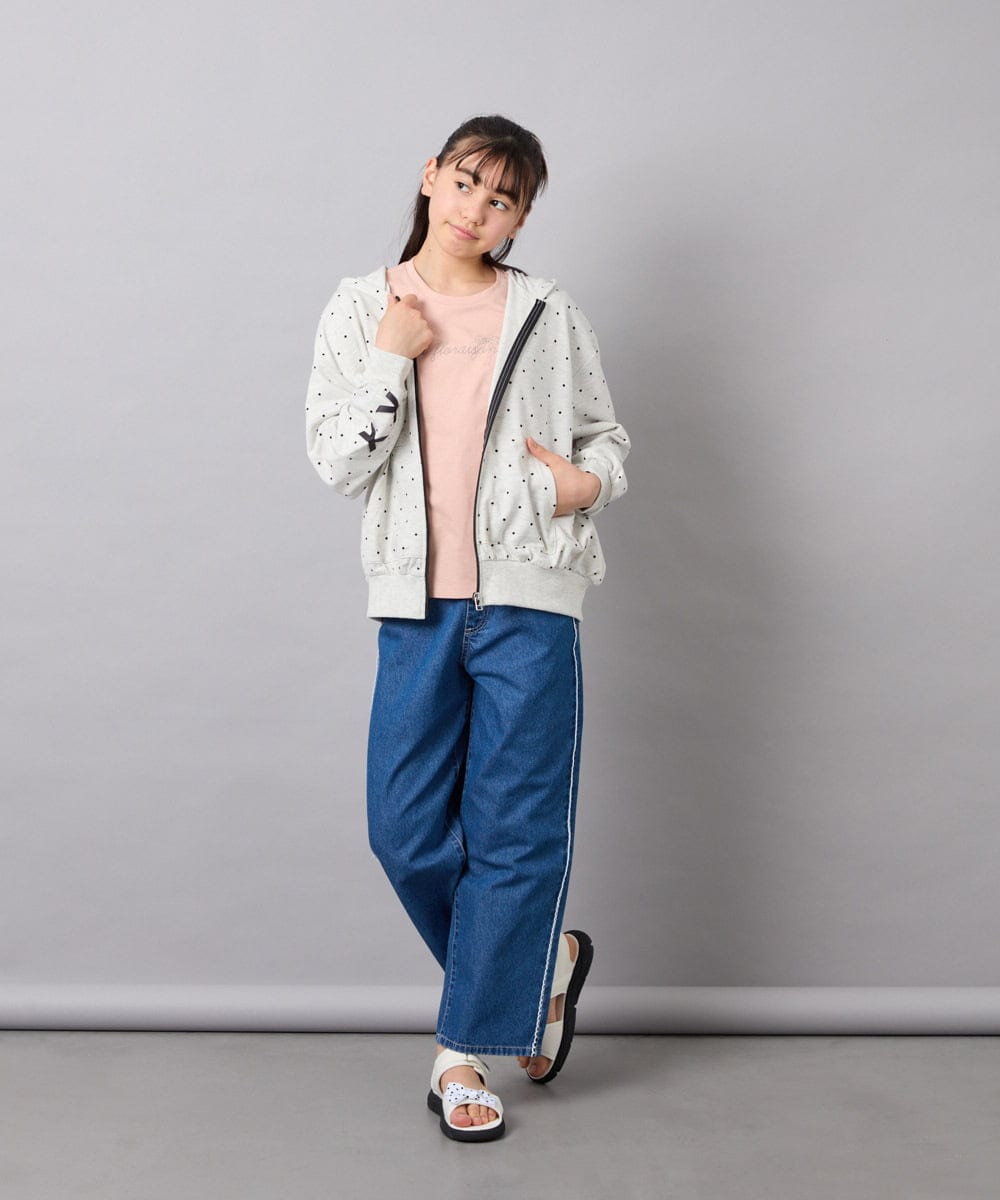 KJCED30044 a.v.v KIDS(アー・ヴェ・ヴェ) [120-160]レースアップパーカー ライトグレー