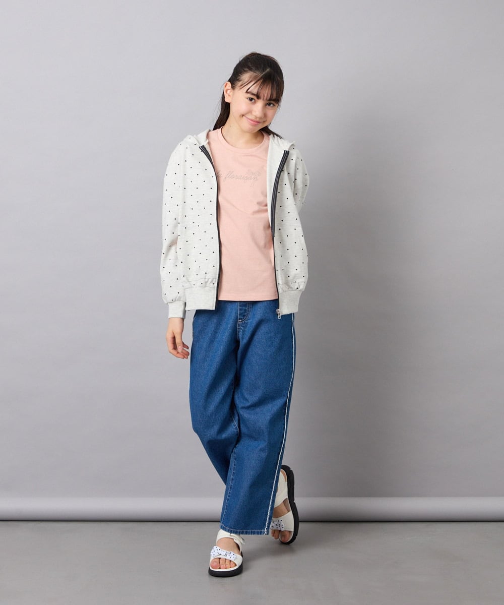 KJCED30044 a.v.v KIDS(アー・ヴェ・ヴェ) [120-160]レースアップパーカー ライトグレー