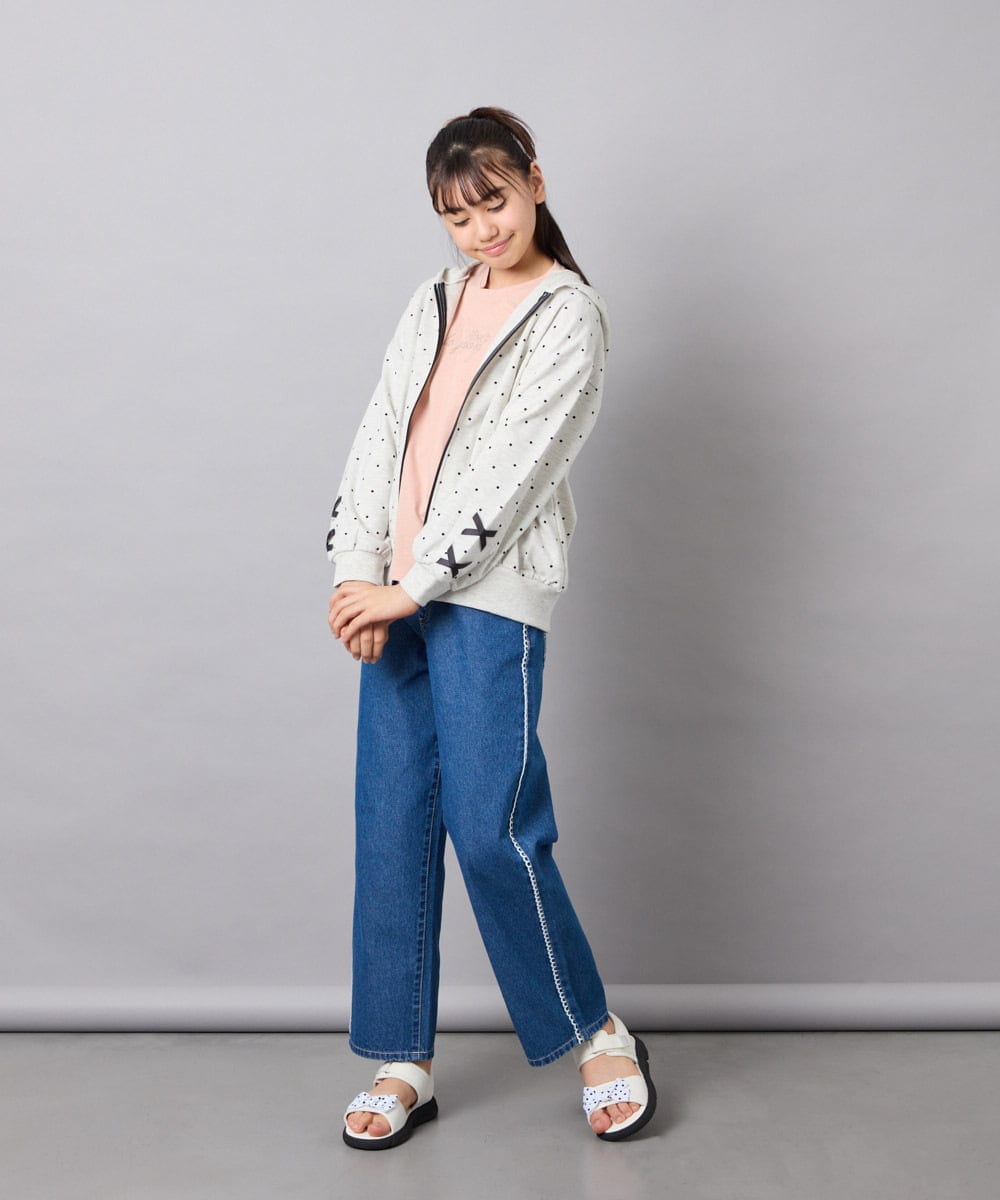 KJCED30044 a.v.v KIDS(アー・ヴェ・ヴェ) [120-160]レースアップパーカー ライトグレー