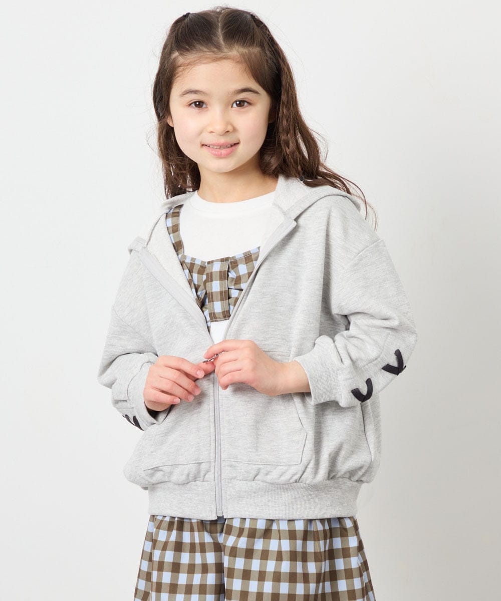 KJCED30044 a.v.v KIDS(アー・ヴェ・ヴェ) [120-160]レースアップパーカー グレー