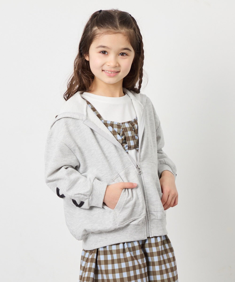 KJCED30044 a.v.v KIDS(アー・ヴェ・ヴェ) [120-160]レースアップパーカー グレー