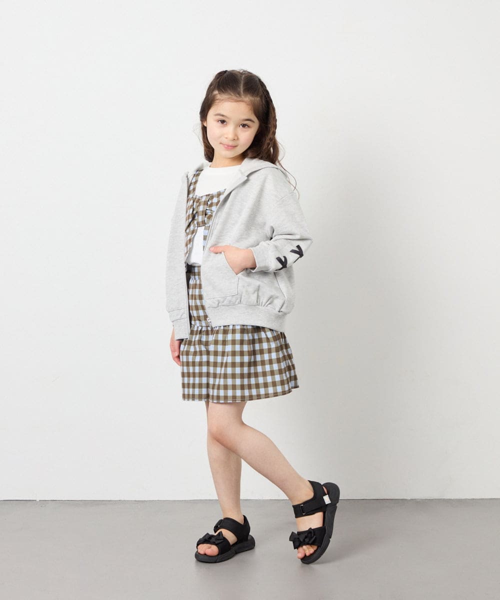 KJCED30044 a.v.v KIDS(アー・ヴェ・ヴェ) [120-160]レースアップパーカー グレー