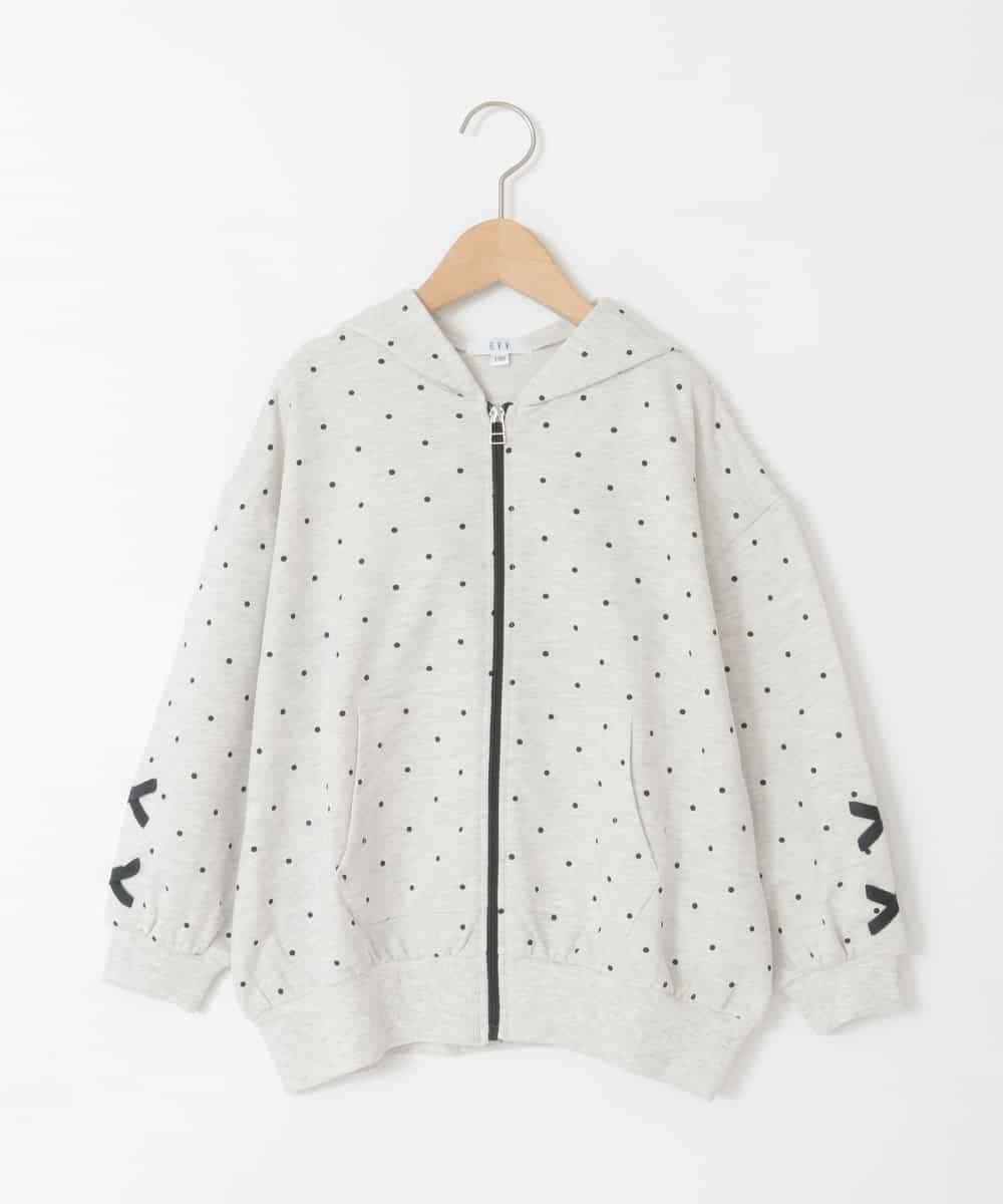 KJCED30044 a.v.v KIDS(アー・ヴェ・ヴェ) [120-160]レースアップパーカー ライトグレー