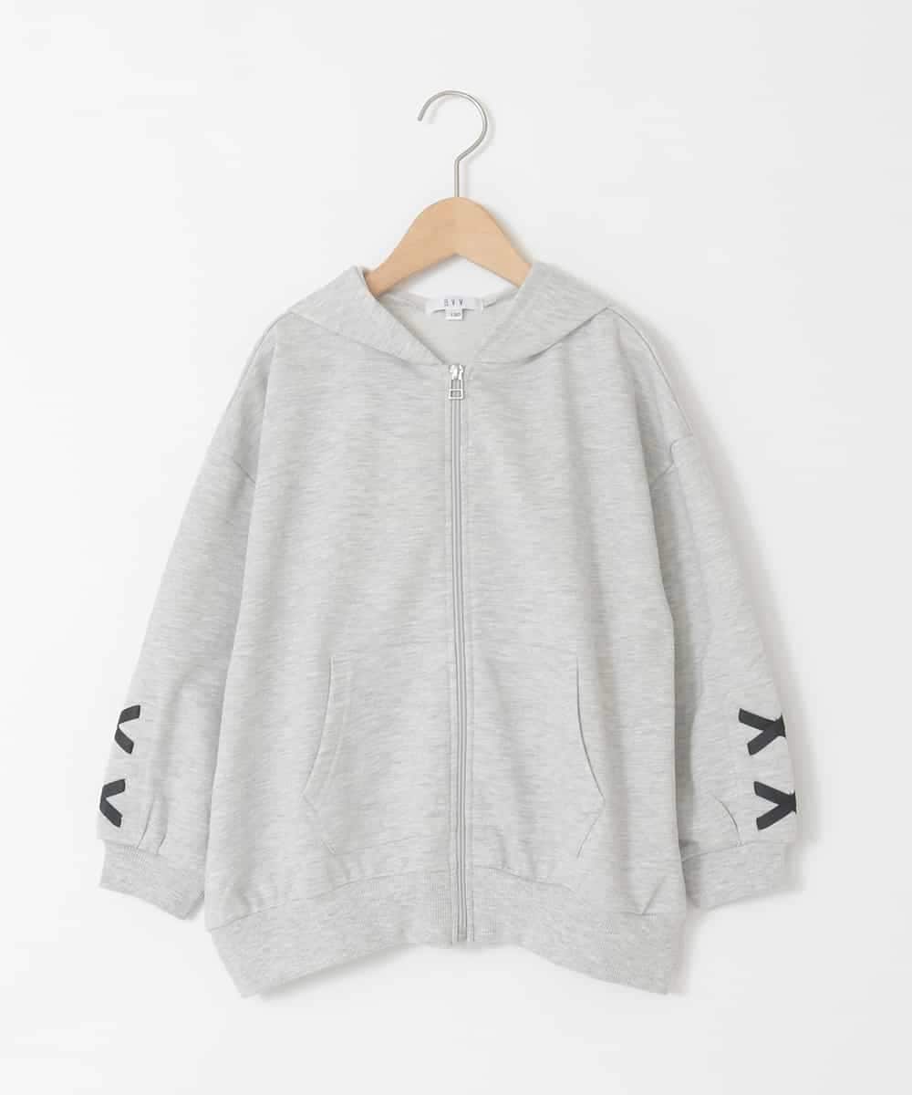 KJCED30044 a.v.v KIDS(アー・ヴェ・ヴェ) [120-160]レースアップパーカー グレー