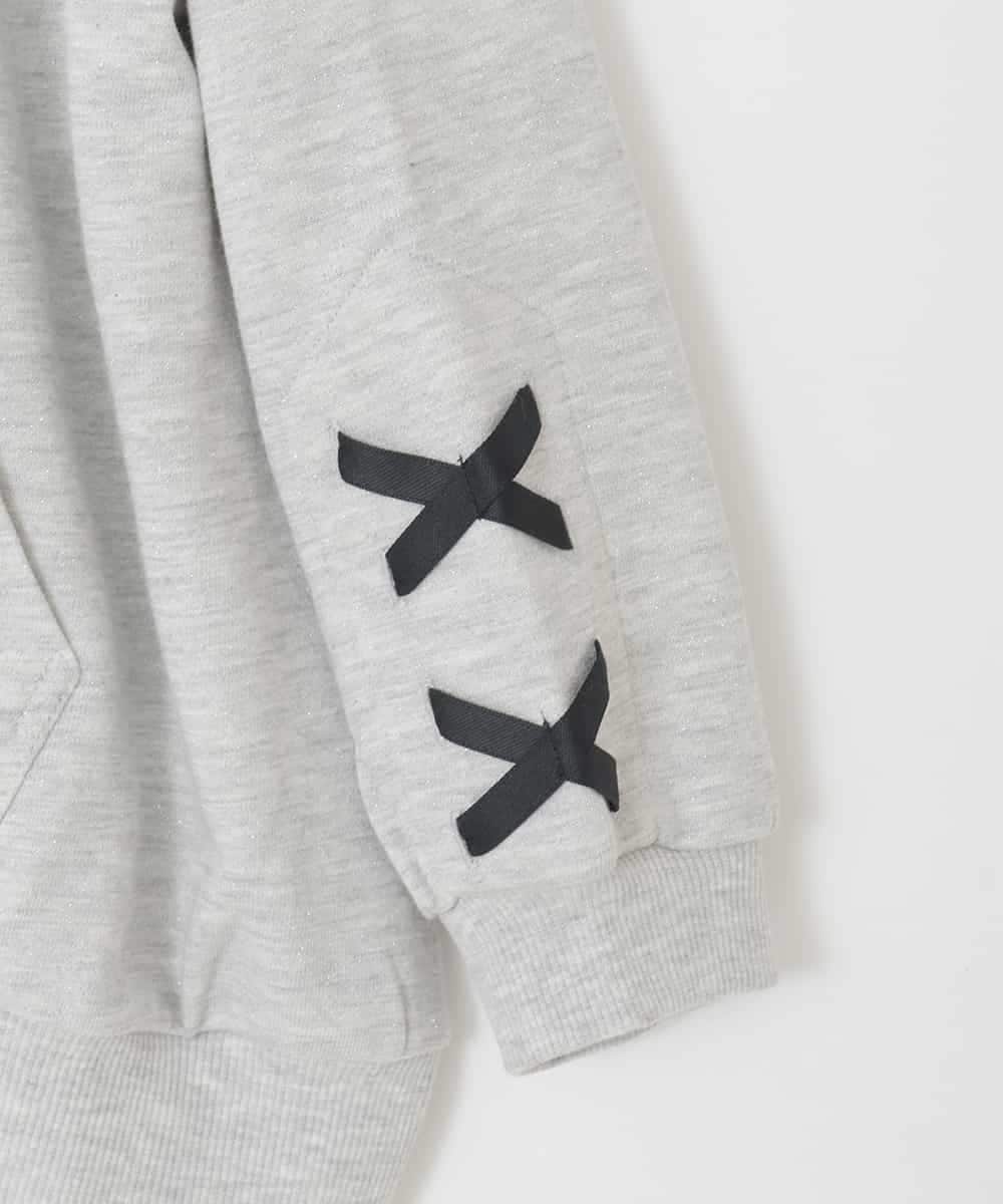 KJCED30044 a.v.v KIDS(アー・ヴェ・ヴェ) [120-160]レースアップパーカー グレー