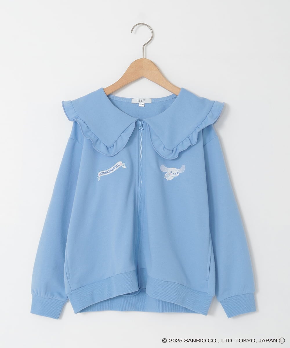 KJCED80049 a.v.v KIDS(アー・ヴェ・ヴェ) 【数量限定】[110-160][シナモロール＆ポチャッコ]フリル衿スウェットカーディガン ブルー