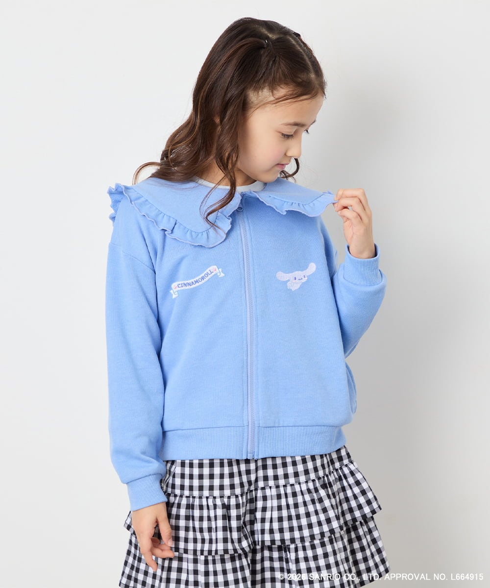 KJCED80049 a.v.v KIDS(アー・ヴェ・ヴェ) 【数量限定】[110-160][シナモロール＆ポチャッコ]フリル衿スウェットカーディガン ブルー