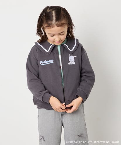 KJCED80049 a.v.v KIDS 【数量限定】[110-160][シナモロール＆ポチャッコ]フリル衿スウェットカーディガン