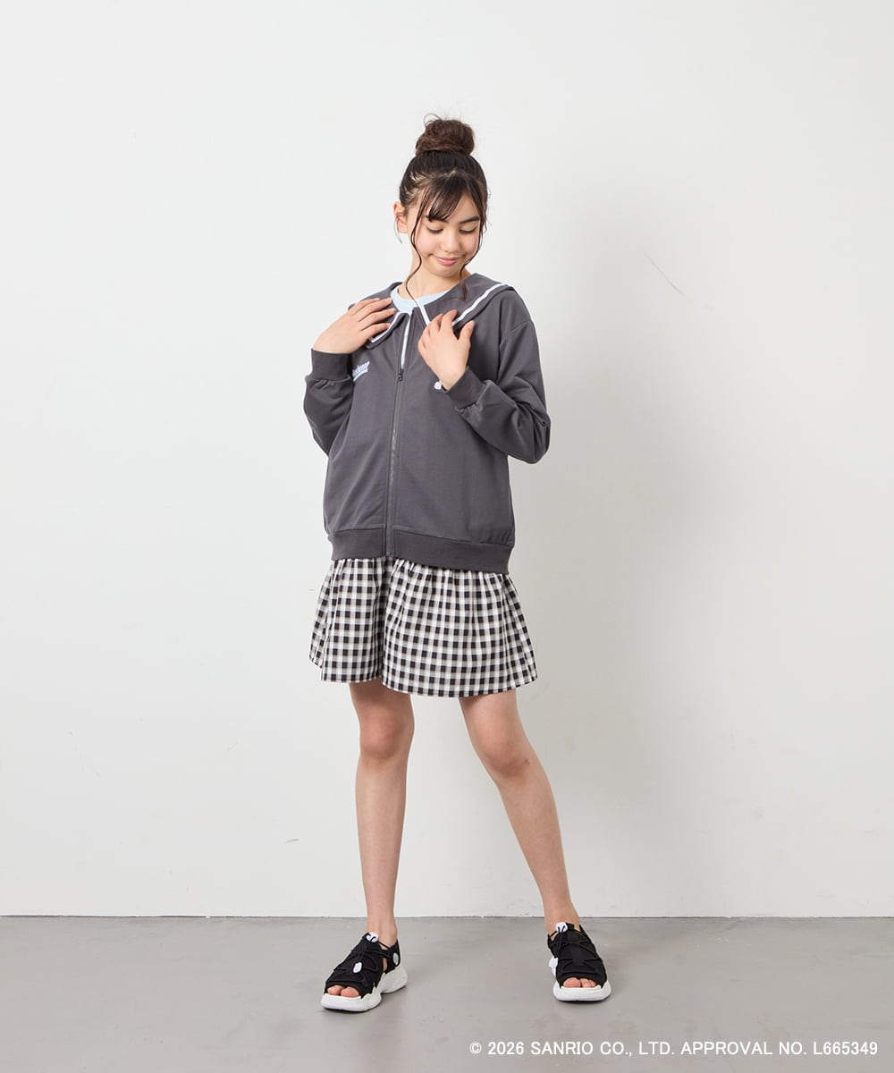 KJCED80049 a.v.v KIDS(アー・ヴェ・ヴェ) 【数量限定】[110-160][シナモロール＆ポチャッコ]フリル衿スウェットカーディガン ダークグレー