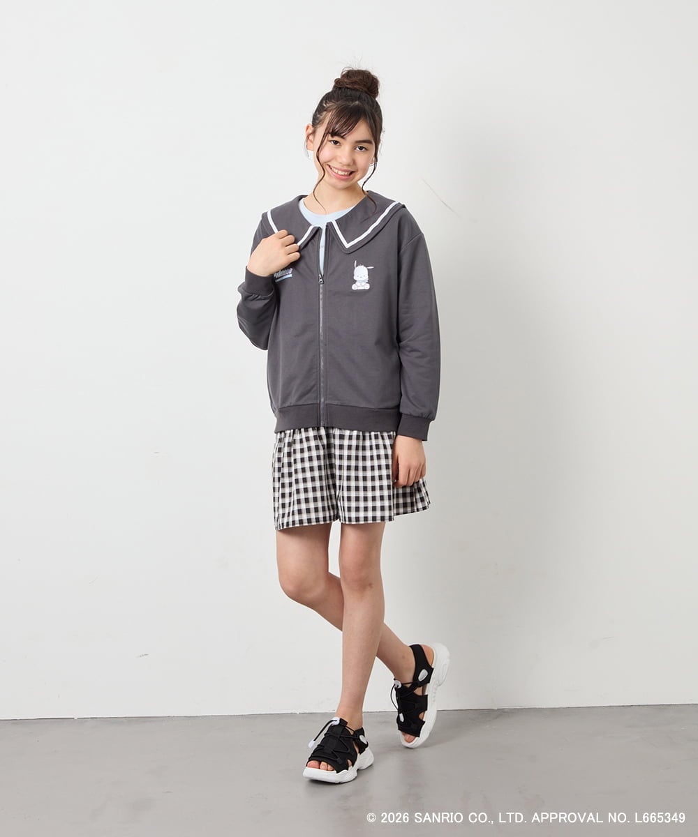 KJCED80049 a.v.v KIDS(アー・ヴェ・ヴェ) 【数量限定】[110-160][シナモロール＆ポチャッコ]フリル衿スウェットカーディガン ダークグレー