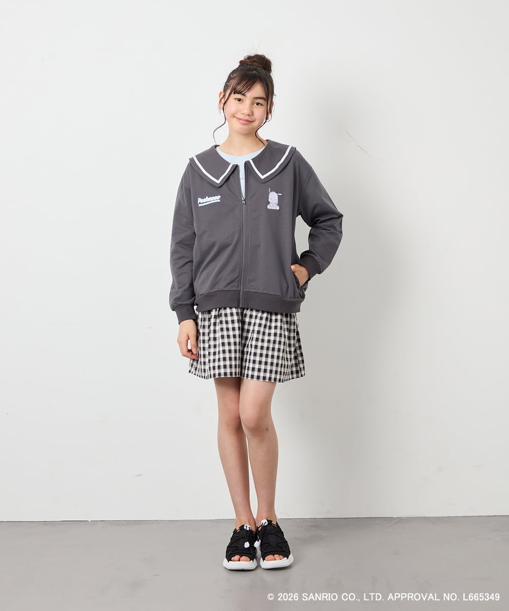 KJCED80049 a.v.v KIDS(アー・ヴェ・ヴェ) 【数量限定】[110-160][シナモロール＆ポチャッコ]フリル衿スウェットカーディガン ダークグレー