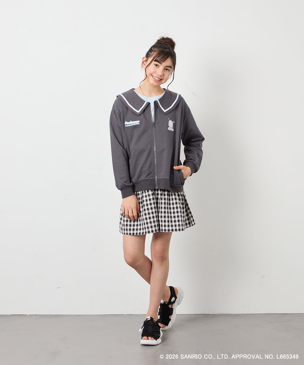 KJCED80049 a.v.v KIDS(アー・ヴェ・ヴェ) 【数量限定】[110-160][シナモロール＆ポチャッコ]フリル衿スウェットカーディガン ダークグレー