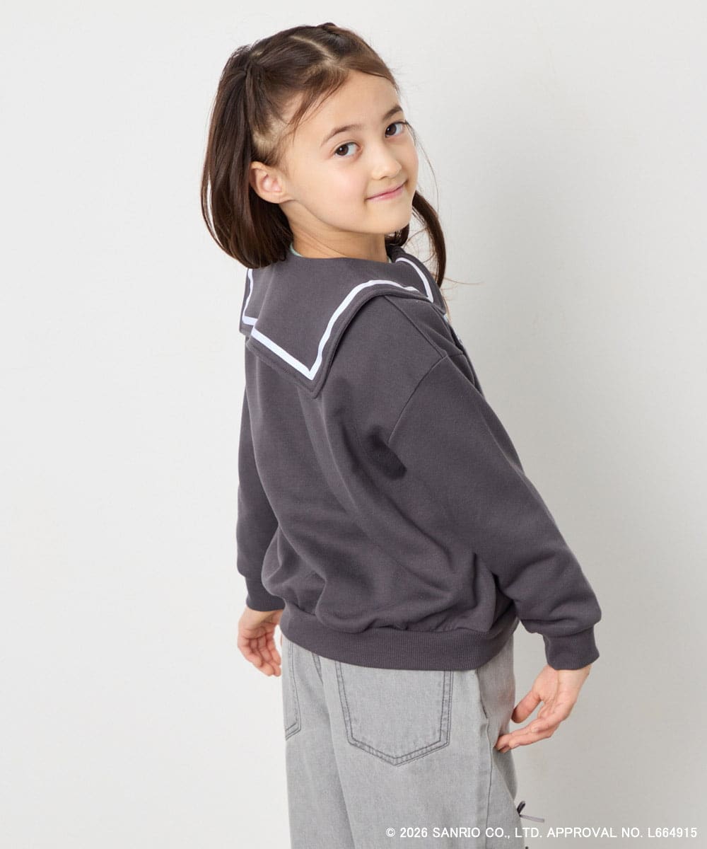 KJCED80049 a.v.v KIDS(アー・ヴェ・ヴェ) 【数量限定】[110-160][シナモロール＆ポチャッコ]フリル衿スウェットカーディガン ダークグレー